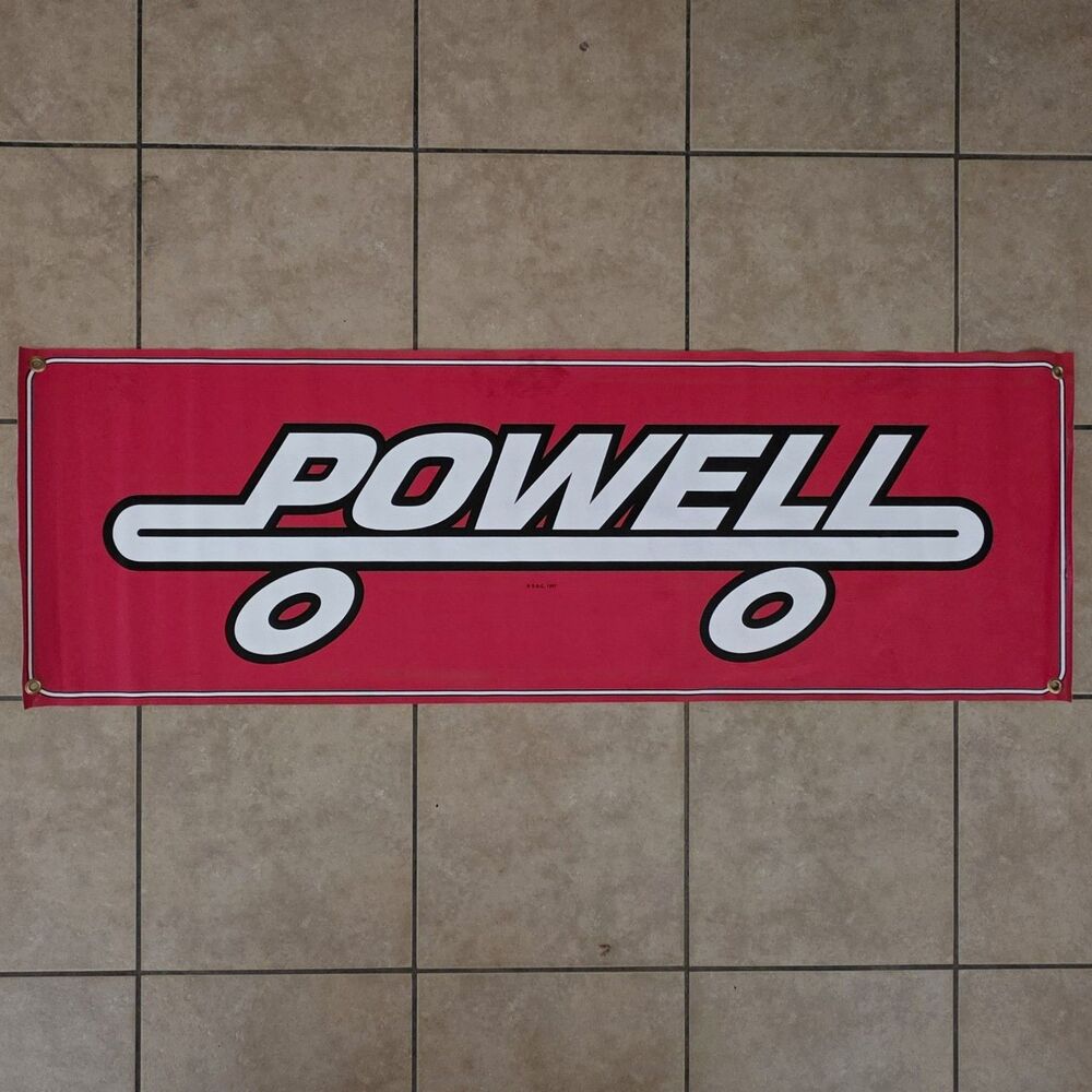 Vintage Red Powell Peralta Skateboard Shop Banner 15"x46" Bones Brigade 1997 Y2K